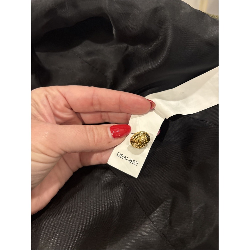 Zara Women Size Small Olive Green Shoulder Pad Jacket Blazer W/ Gold Buttons - Picture 6 of 11